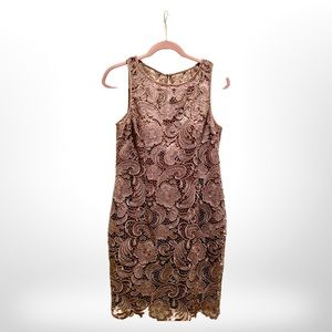 Metallic gray Adriana Papell lace dress